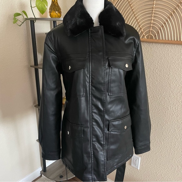 Asos New Look Faux Leather Jacket Size 8 - Picture 6 of 12